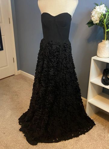 Aidan Mattox Black Strapless Rosette Prom Dress Size 6 185