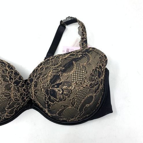 Cacique Women's Size 40C Black Lace Overlay Nude Bra Padded Underwire NEW -  $31 New With Tags - From Gwen