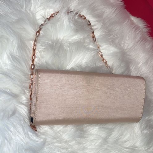 Ted Baker, Bags, Ted Baker Pale Pink Clutch With Rose Gold Chain Strap  And Black Bow