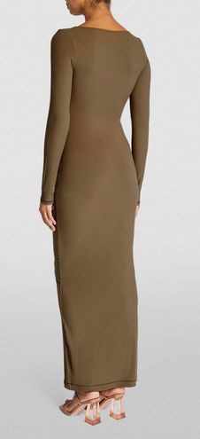 Skims Soft Lounge Long Sleeve Dress in Brown