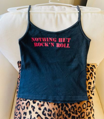 Brandy Melville John Galt black and red “nothin but rock 'n roll” tank