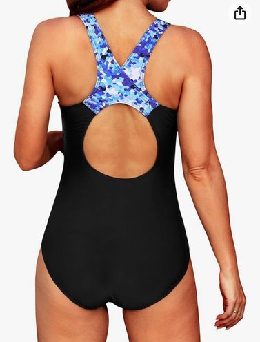 Keyhole Splicing Athletic One Piece Swimsuits-Black And White – Tempt Me