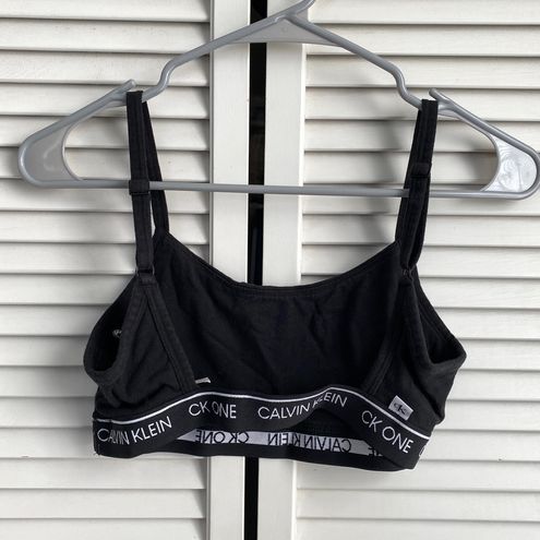 Calvin Klein Unlined Low Back Bralette Black Medium Cotton Blend