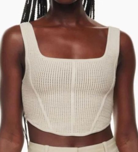 Aritzia Babaton Sculpt Knit Bustier Tank Matte Pearl Size 2XS Tan