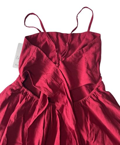 Women's Backless Adjustable Strap Tie Back Tiered Ruffle Flowy Slip Mini  Casual Cotton Dress - Halara