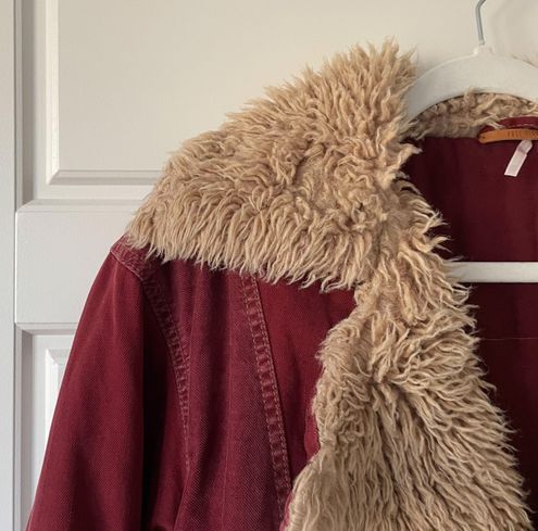 Owen wine red store oversized sherpa jacket