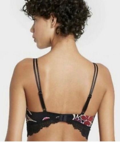 Auden Black Red Pink Floral Lace Unlined Wireless Bralette Size XL - $14 -  From Megan