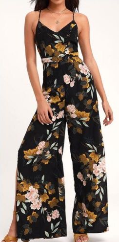 Beautiful Blooms Black Floral Print Wide-Leg Jumpsuit