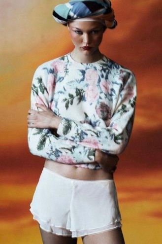 ZARA NWT FLORAL JACQUARD KNIT SWEATER peacock.com.bd