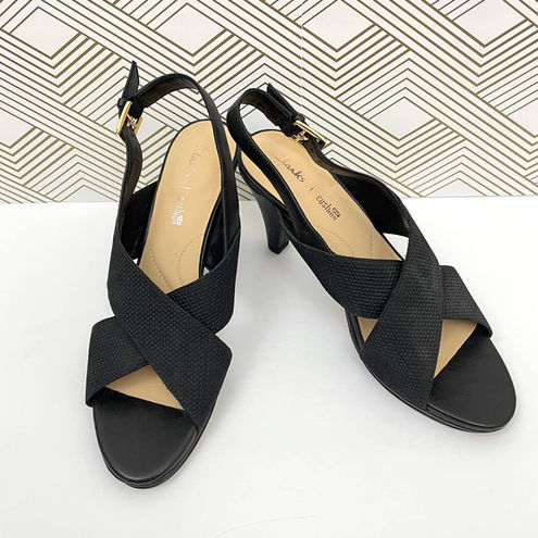 Clarks Women s Dalia Lotus Slingback Pump Sandal Black Size 8