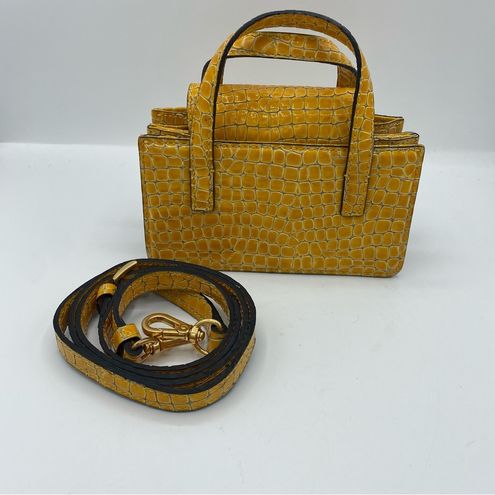 Marge Sherwood croc skin yellow square mini bag