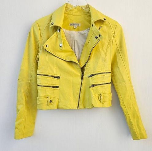 WOMAN LEATHER YELLOW JACKET Size S
