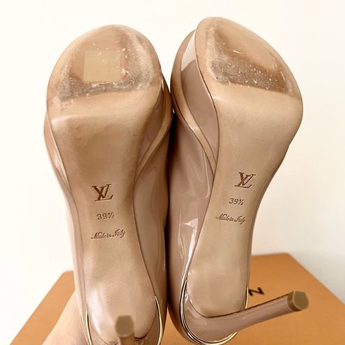 Louis Vuitton eyeline open toe patent heels platform 39.5 NIB Tan