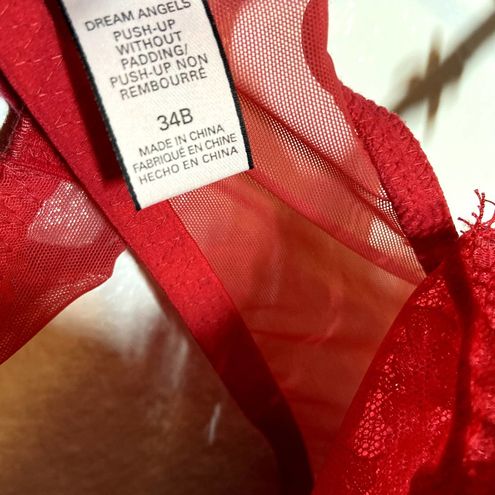 Victoria's Secret Dream Angels Push-Up Bra Without Padding Lace Velvet Red  34B Size undefined - $28 - From Pearl