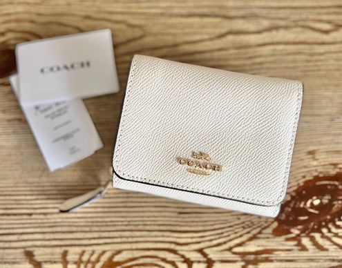 Coach F37968 Small Trifold Wallet In Crossgrain Leather - White