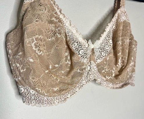 Wacoal tan cream bra 36DDD 851122 (Beige)FEMININE EDGE Sheer Lace Plunge Bra  Size undefined - $25 - From Jennifer