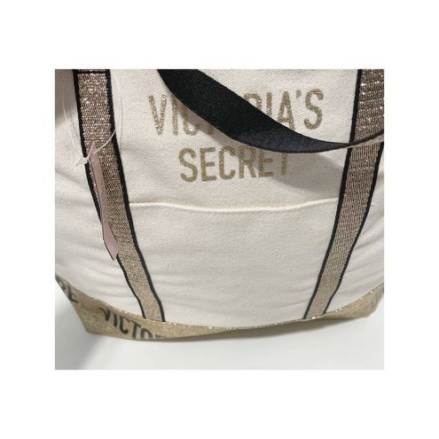 Victoria's Secret, Bags, Nwt Victorias Secret Cream Tote Bag W Sequined  Detail