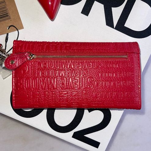 Steve Madden Womens Logobar Trifold Wristlet Wallet Handbag