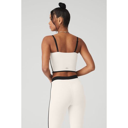 Alo Yoga Airbrush Streamlined Bra Tank Ivory/Black M Size M - $60