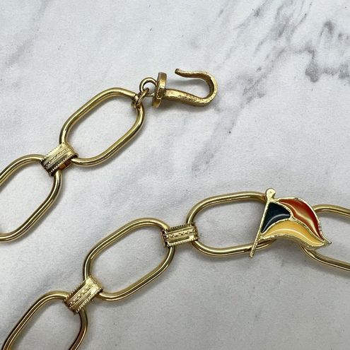 Vintage Nautical Sailing Flags Belly Body Metal Chain Link 