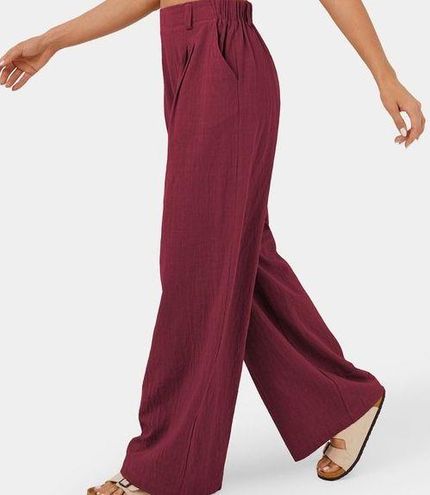 Women's High Waisted Plicated Side Pocket Wide Leg Flowy Solid Palazzo  Casual Cotton Pants - Halara