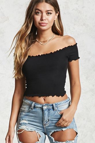 Lettuce-Edge off-the-shoulder Top