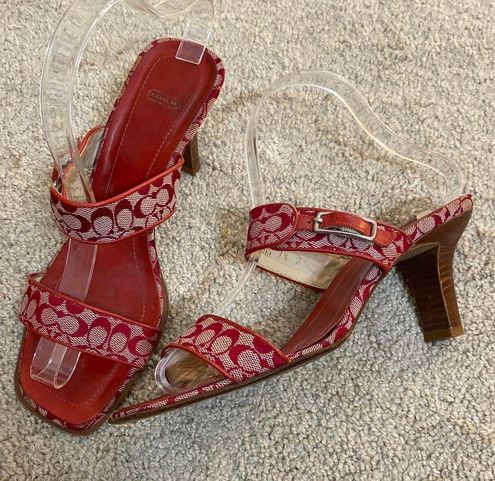 Coach Vintage Red signature Sandals Size 7.5 21 From Kaleidoscope