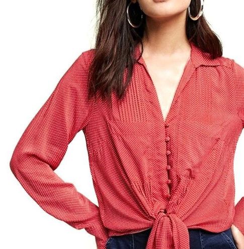 Maeve, Tops, Maeve Polka Dot Short Sleeve Blouse