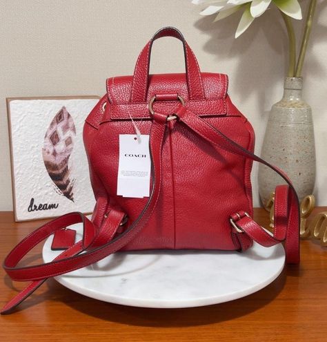 Coach Pennie Backpack 22 Red Leather Adjustable Straps NWT $350