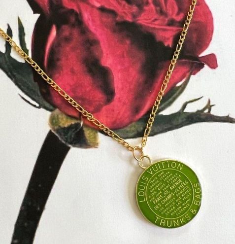 Louis Vuitton Green Trunks & Bags Round 35mm Charm Pendant Necklace - $255  - From Kiki