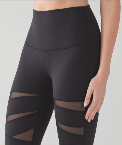 Lululemon // Black High Rise Wunder Under Tech Mesh Leggings Size