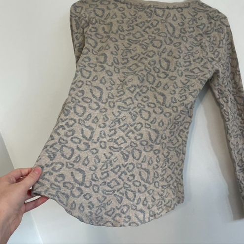 Lucky Brand Cheetah Print Pullover Tan Brown Gray Leopard Animal Long  Sleeve XS - $32 - From MadiKay