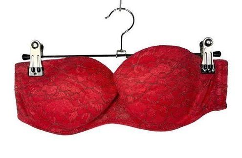 Aerie Audrey Pink Red Lace Strapless Bra 34C Size undefined - $23