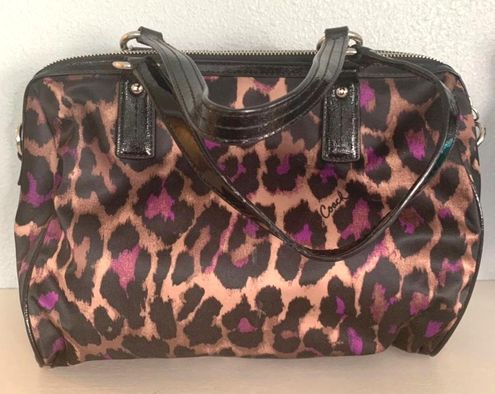 purple cheetah print coach purse