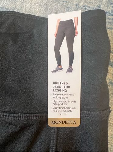 Mondetta Women's High Waisted Brushed Jacquard Leggings Black
