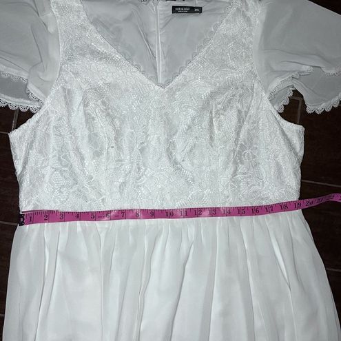 Shein curve white lace maxi dress w/front split sz 2XL 