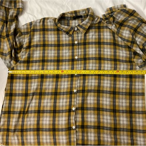 SheIn Curve Plaid Top Yellow/Black Shacket Plus Size 3XL - $19