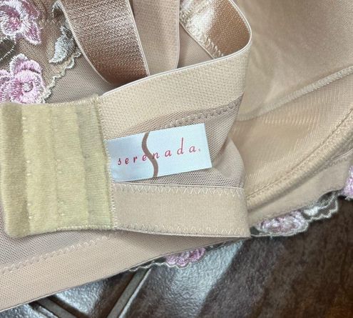 Serenada beige w pink floral embroidery bra 48 DDD Size undefined - $24 -  From Blue