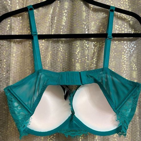 Victoria's Secret Lucky Clover Green Lace Shine Strap Plunge Push Up Bra