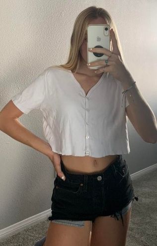Brandy Melville Button Crop Top White 17 22 Off Retail From Saige