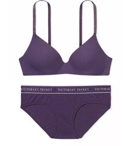 Victoria's Secret Lightly Lined Ribbed Wireless Bra & Panty Set Purple 34A Small  Size undefined - $45 New With Tags - From Marie