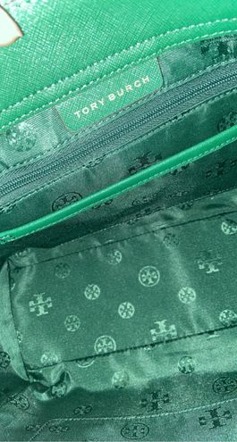 Tory burch emerson small top zip tote crossbody emerald stone