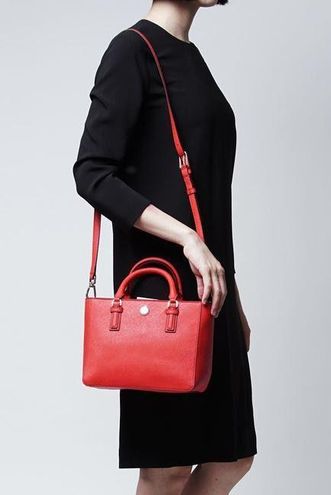 Tory Burch Robinson Bag Mini Square Vermillion Red Saffiano Leather Tote -  $135 (70% Off Retail) - From lauren