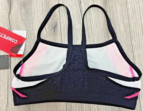 TYR Competitor Womens Thin Strap Sports Bra Top - Black Pink