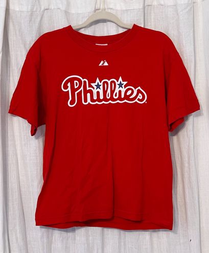 Majestic Philadelphia Phillies MLB Carlos Ruiz Chooch #51 Gray T-Shirt  Medium