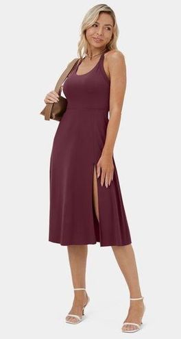 Women's Padded Backless Twisted Split Midi Casual Dress - Halara