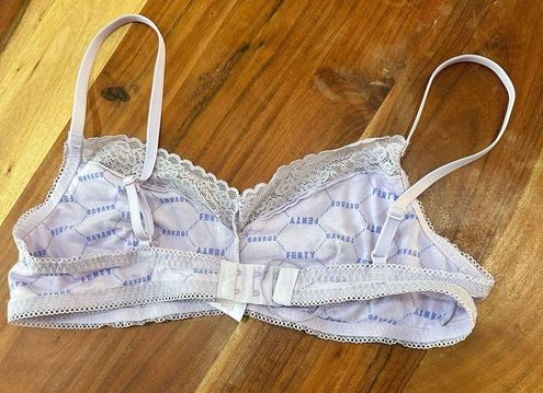 SAVAGE X FENTY Cotton Lace-Trim Bralette Purple Fairy Dust Logo Print XL -  $20 - From Chelle