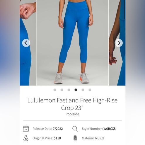 Lululemon NWT Fast and Free High-Rise Crop 23 Poolside Size 14 - $67 New  With Tags - From Brooke