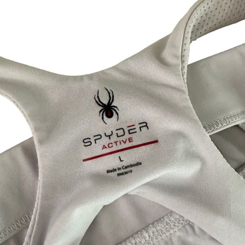 Spyder Womens White Sports Bra Cut Out Back Active Athletic Gym