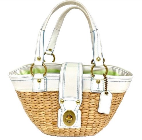 Coach Wicker Basket Weave Bucket Bag Tan 68 77 Off Retail